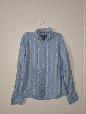 Abercrombie & Fitch Light Blue Striped Button-Down Shirt Young Sz Xl